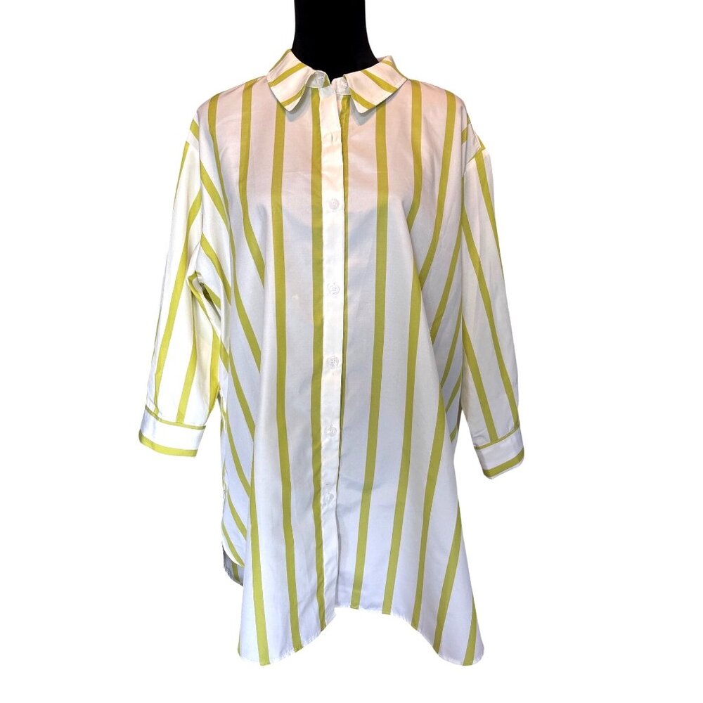 Cato Womens Button-Up Blouse 18/20W Lightweight 3/4 Sleeve Casual Dinner Beach